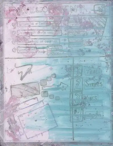 September 27 folio 01, Development, teal stripes vibes, shown whole