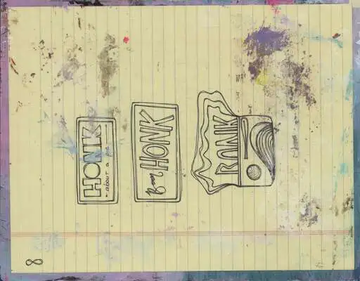 September 27 folio 16, Honk about a pie, legal pad, shown whole