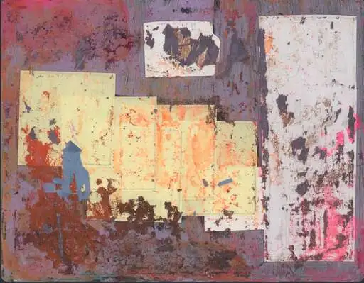September 27 folio 11, Rust, yellow blocks, weathered, shown whole
