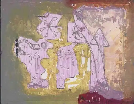 September 27 folio 06, Violet cutouts, ochre arrows, shown whole