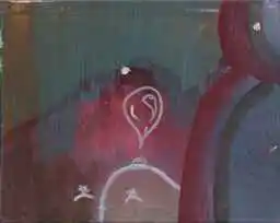 A rose arch beside a drawn bulb and a dome with small sad faces