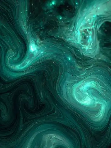 A vertical teal, gold, cream, and deep blue swirl study that reads like color resonance, weather, and flavor motion.